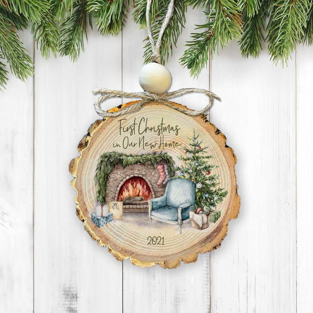 First Christmas in our New Home Wood Slice Ornament