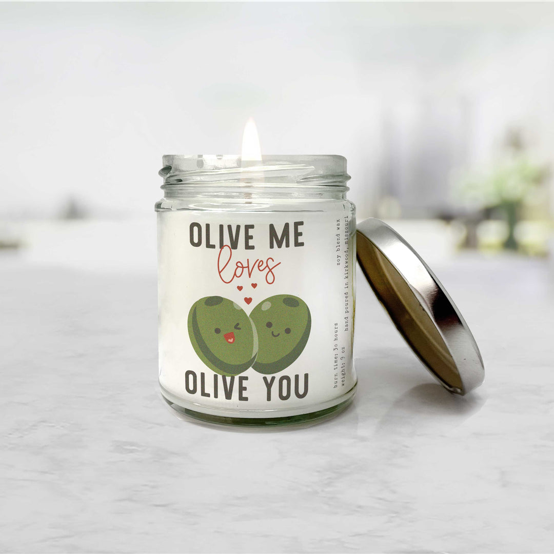 Olive Me Loves Olive You candle - Cute Trendy Valentine's Day gift - Olives Candle