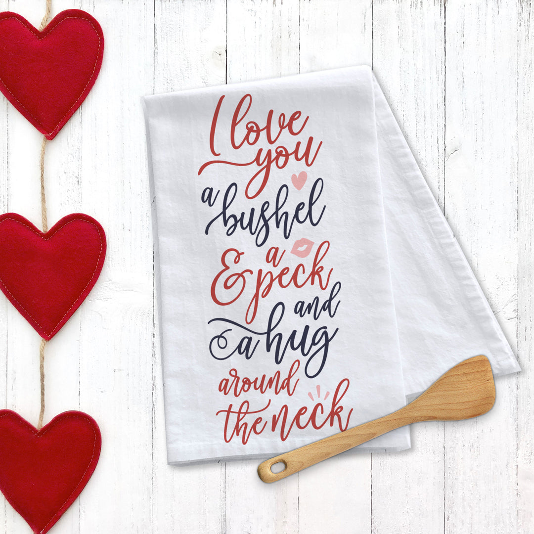 Cotton Tea towel | I love you valentine's day tea towel | bushel and a peck | valentines