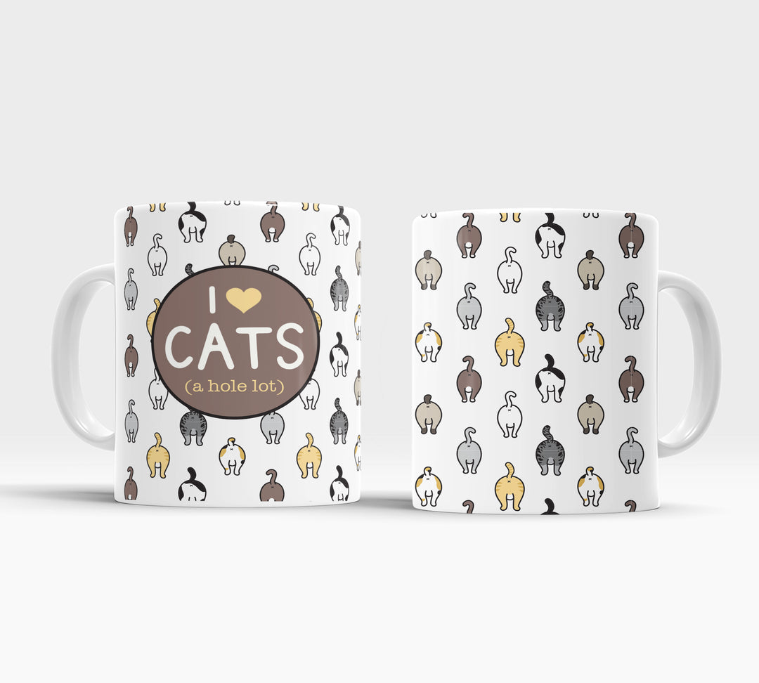Funny cat lovers coffee mug | I love cats a hole lot mug | funny gift for cat lovers