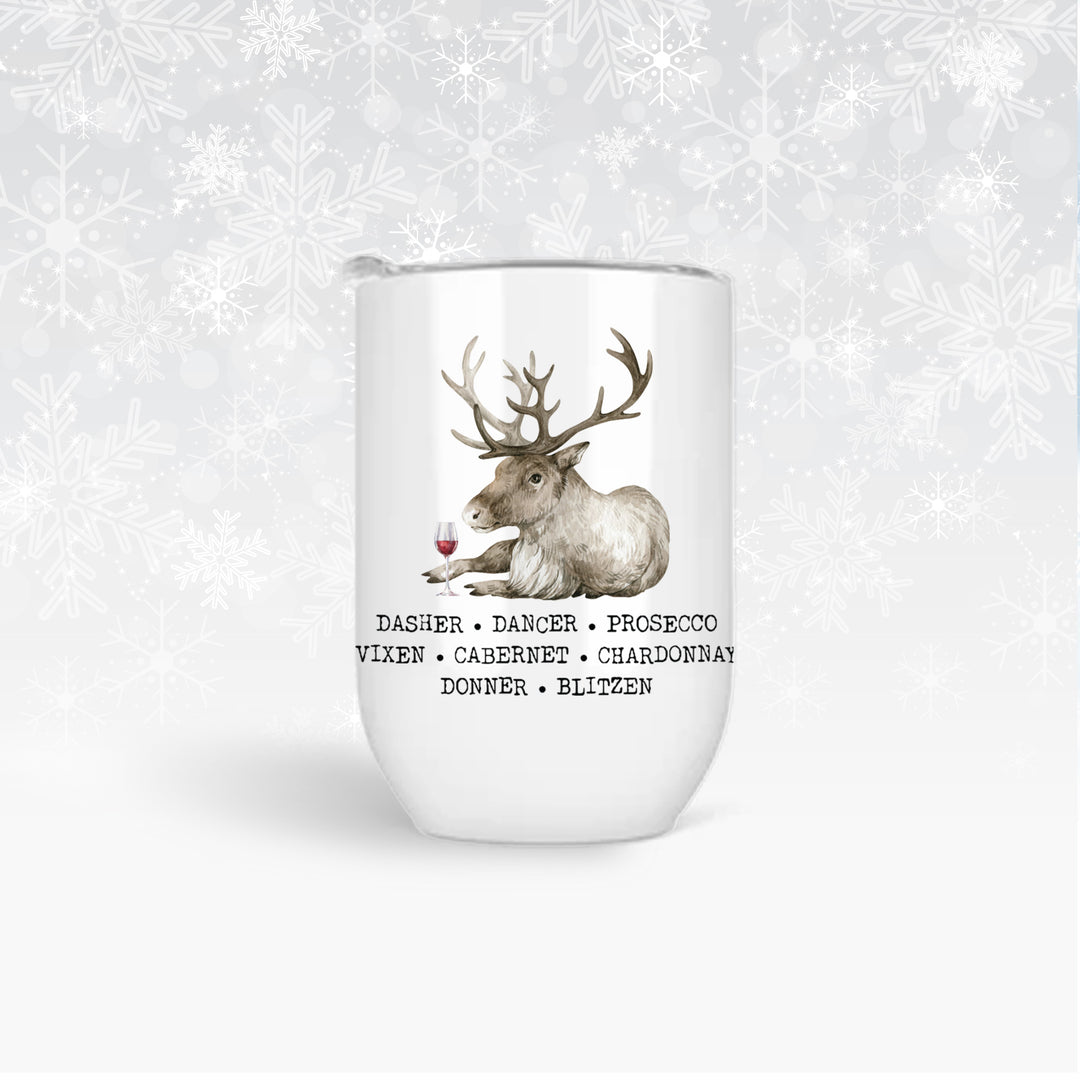 Funny holiday reindeer wine tumbler blitzen reindeer gift wine tumbler