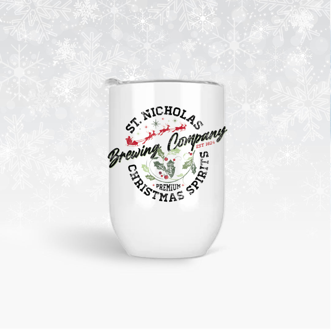 Funny Christmas Wine Tumbler St. Nicholas Christmas Spirits Brewing company