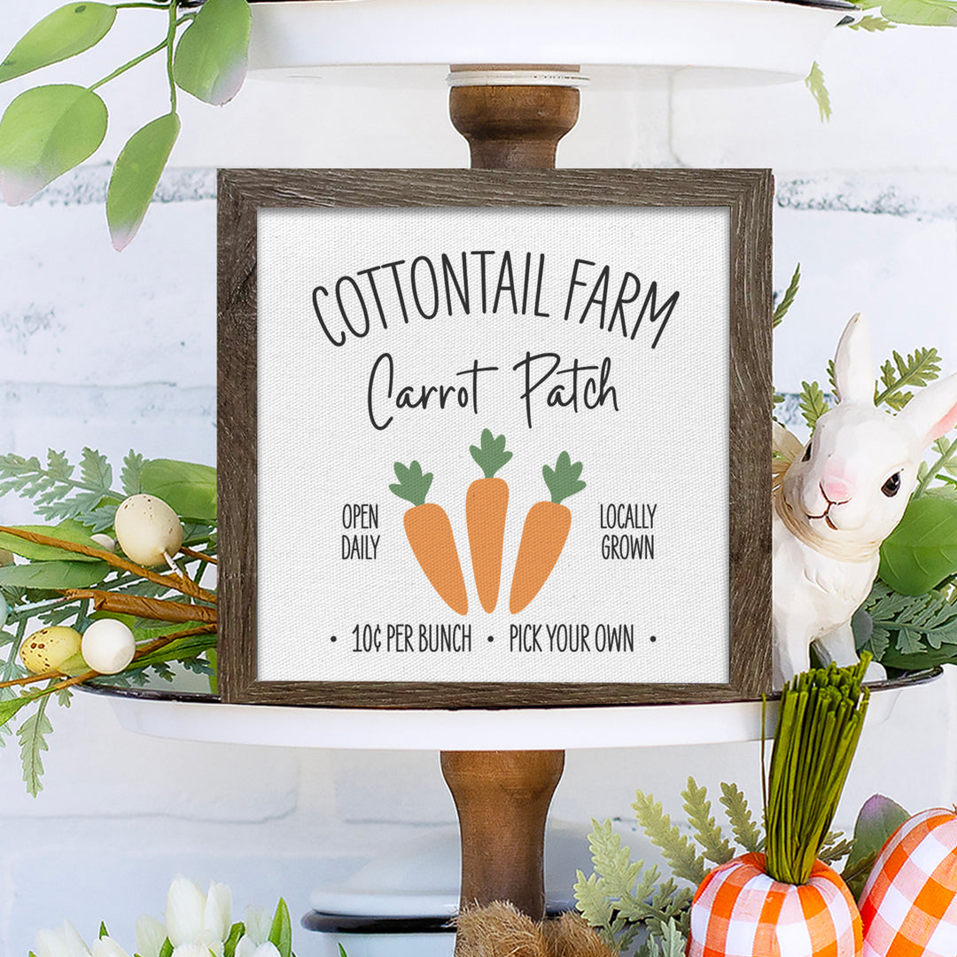 Easter cottontail farm canvas carrot patch open daily wood frame easter wall art farmhouse canvas print sign easter carrots canvas