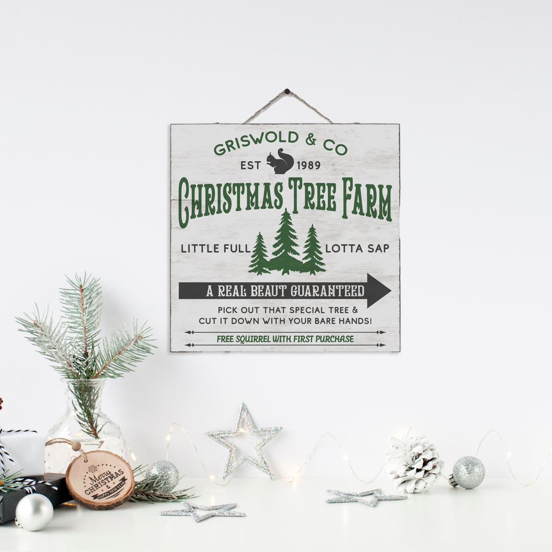 Wood hanging sign Christmas Vacation inspired funny Griswold Christmas Tree Farm Print Sign
