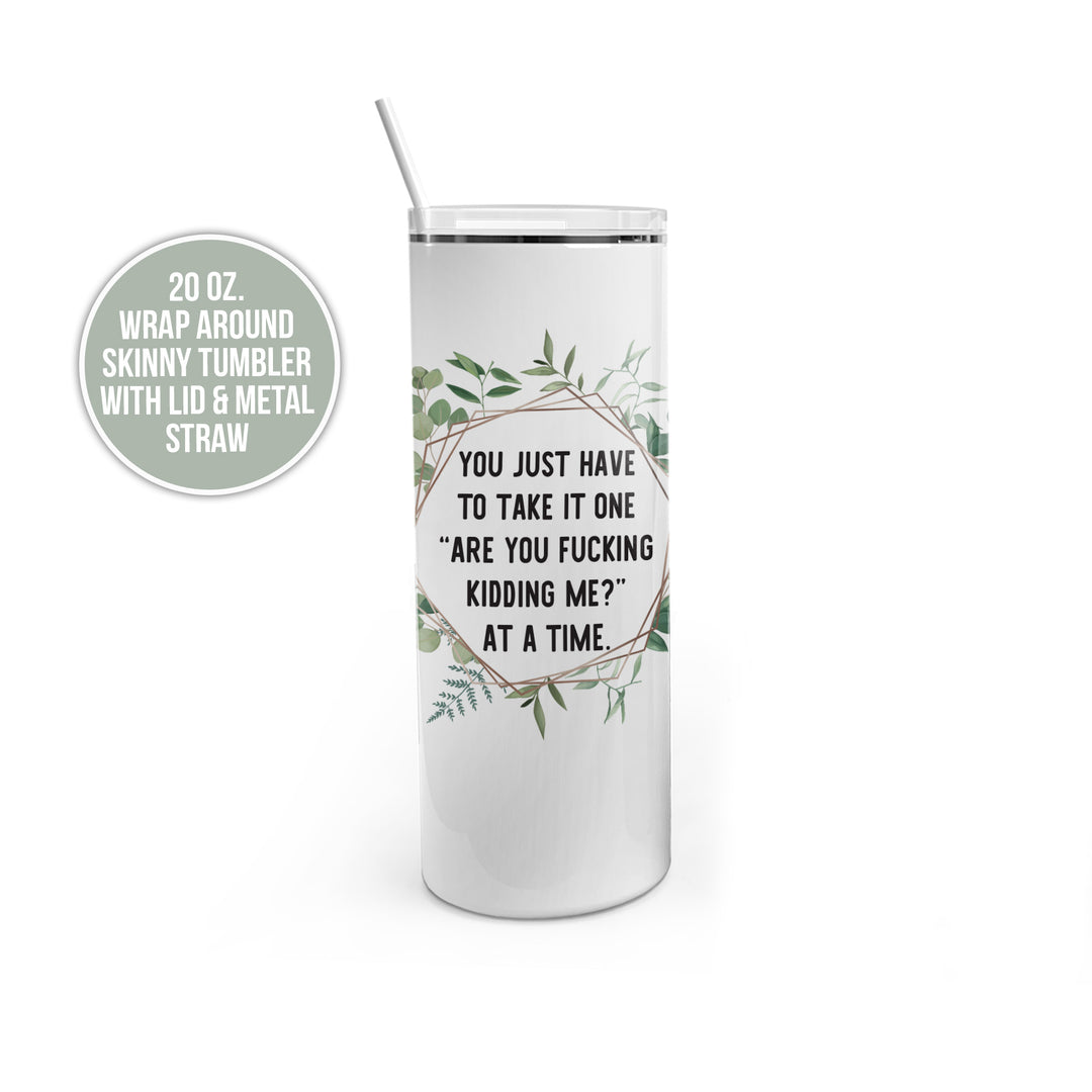 Skinny tumbler drinkware | are you kidding me stainless steel tumbler | funny snarky tumbler with lid and straw