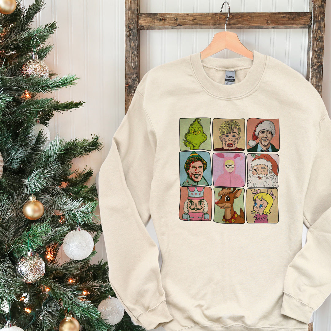 Christmas movie characters collage sweatshirt