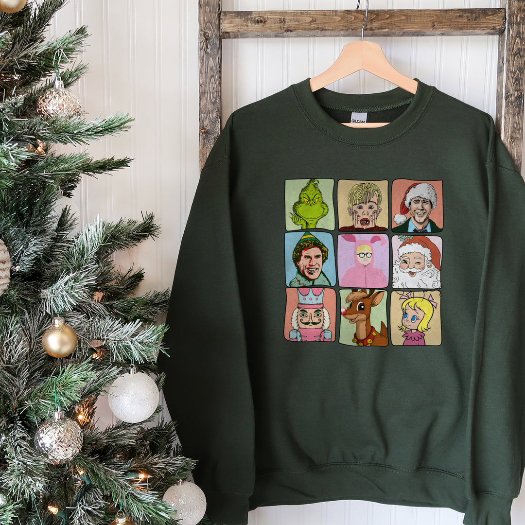 Christmas movie characters collage sweatshirt