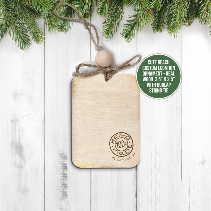 Beach Christmas Ornament Destination Location Custom Beach Ornament