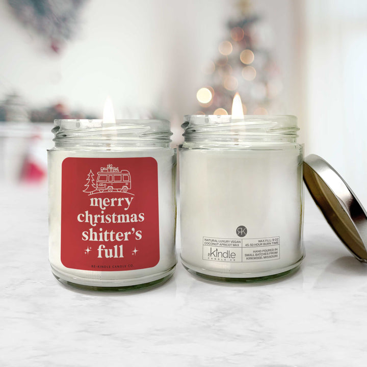 Merry Christmas Christmas Vacation inspired "Sh!tters full" funny candle for bathroom