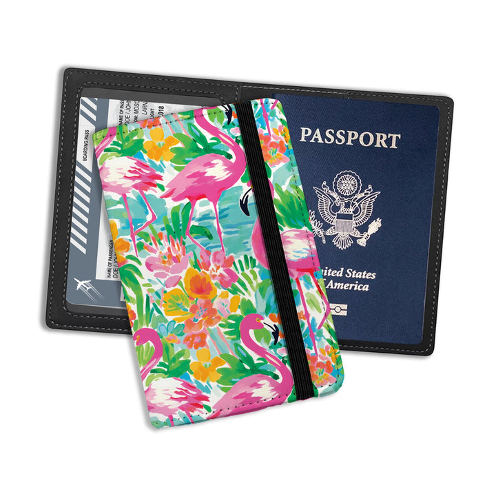 flamingo preppy cute floral passport cover holder cute graduation birthday gift travelers exhange students high school trips