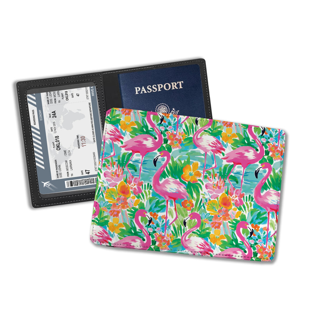 flamingo preppy cute floral passport cover holder cute graduation birthday gift travelers exhange students high school trips