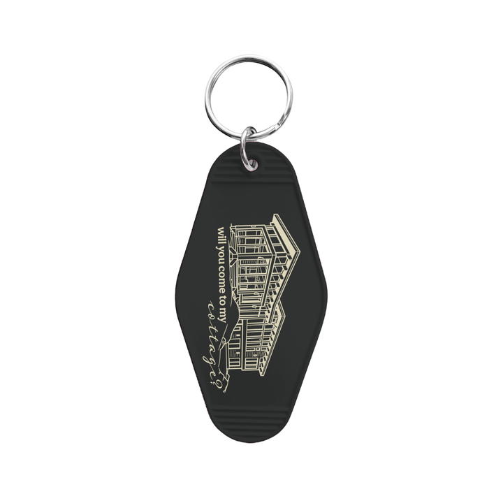 will you come to my cottage funny motel keychain reference