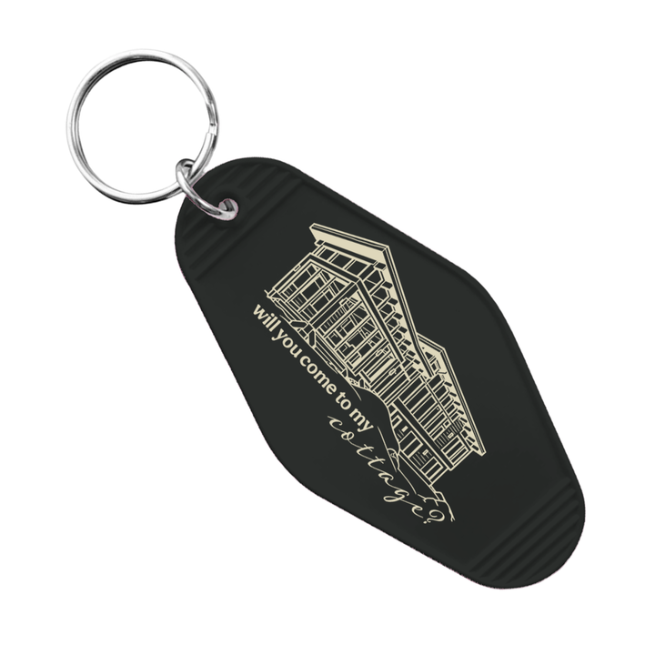 will you come to my cottage funny motel keychain reference