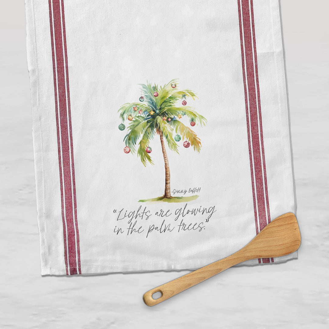 christmas light palm tree jimmy buffett quote beach christmas tea towel decorative towel for christmas beach towns