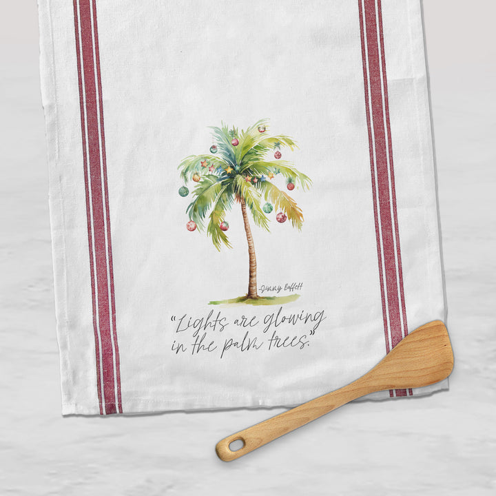 christmas light palm tree jimmy buffett quote beach christmas tea towel decorative towel for christmas beach towns