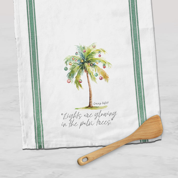 christmas light palm tree jimmy buffett quote beach christmas tea towel decorative towel for christmas beach towns