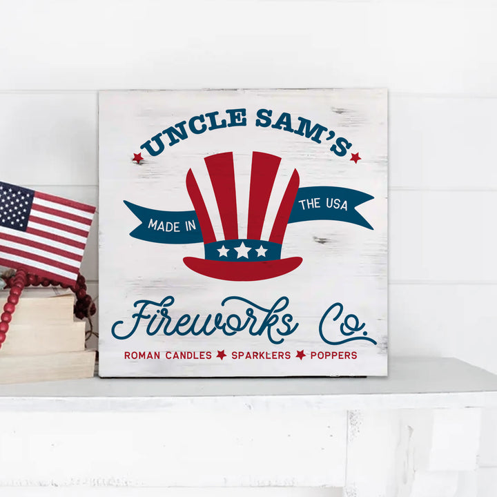 uncle sam's firework co. wood rustic fourth of july decor wood plaque 10 x 10 4th of july decorations