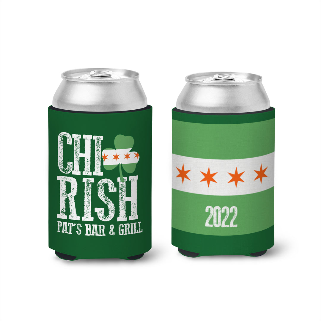 St. Patricks Day Can Coolers Chicago themed can coolers can be personalized to fit your brand!