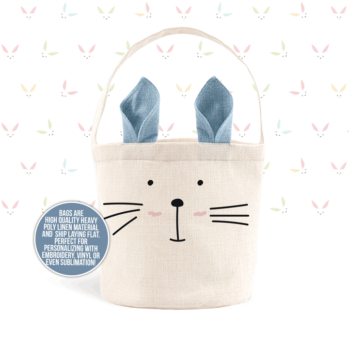 Easter basket | bunny face bag blue or green or pink bunny ears | easter bunny basket