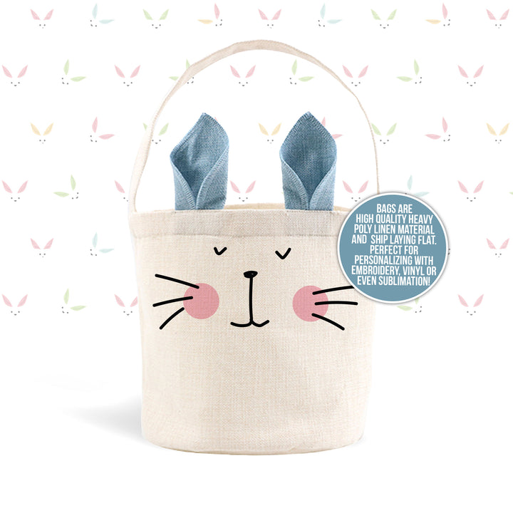 Easter basket | bunny face bag green or blue or pink bunny ears | easter bunny basket