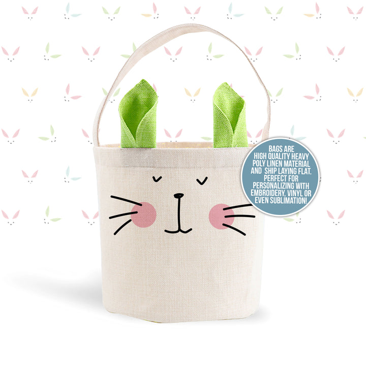 Easter basket | bunny face bag green or blue or pink bunny ears | easter bunny basket