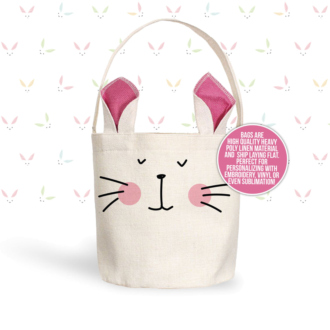 Easter basket | bunny face bag green or blue or pink bunny ears | easter bunny basket