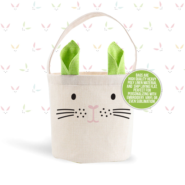 Easter basket | bunny face bag pink or green or blue bunny ears | easter bunny basket