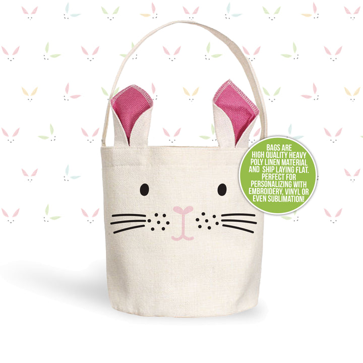 Easter basket | bunny face bag pink or green or blue bunny ears | easter bunny basket