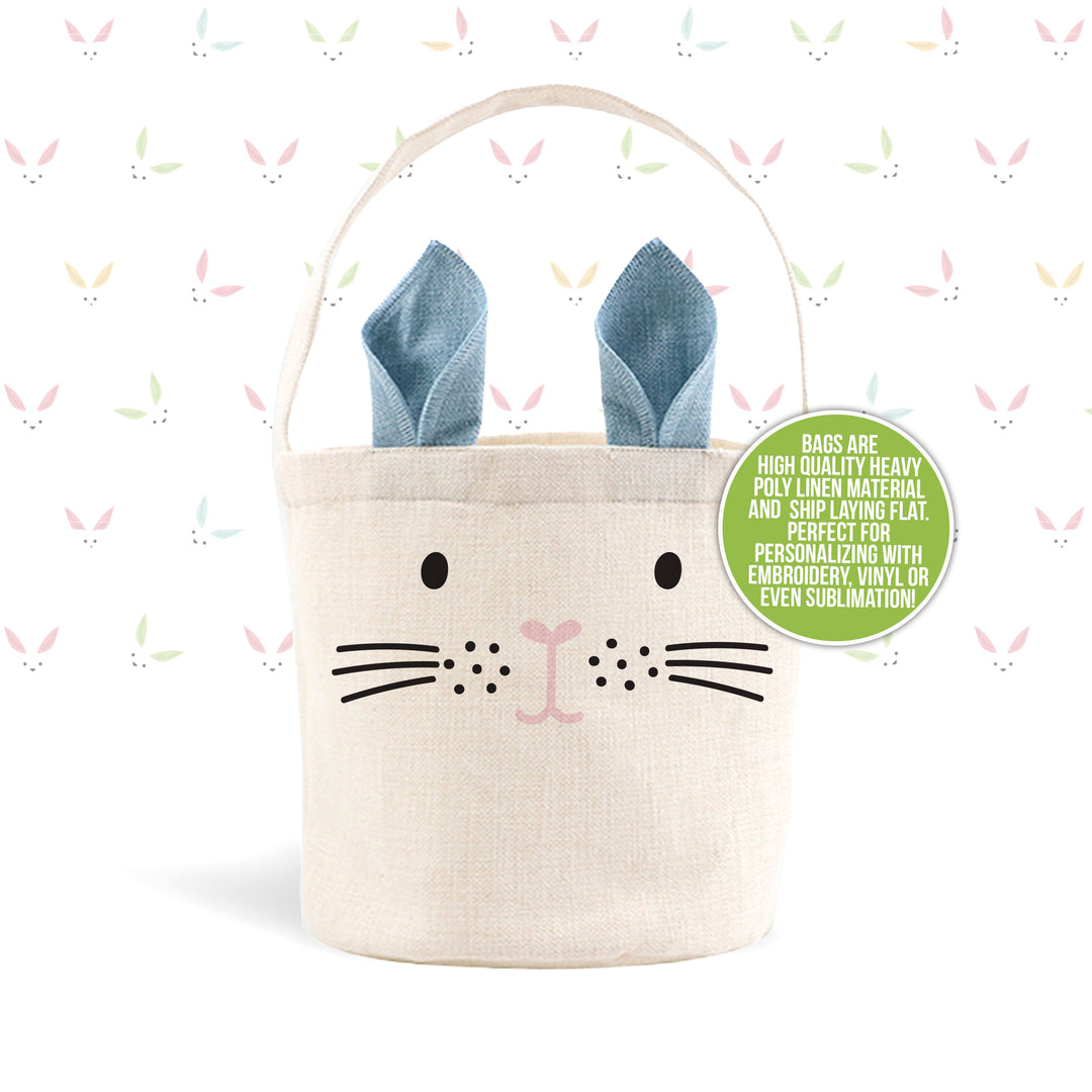 Easter basket | bunny face bag pink or green or blue bunny ears | easter bunny basket