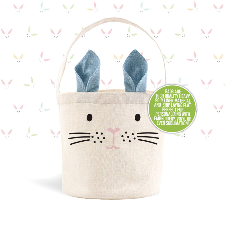 Easter basket | bunny face bag pink or green or blue bunny ears | easter bunny basket