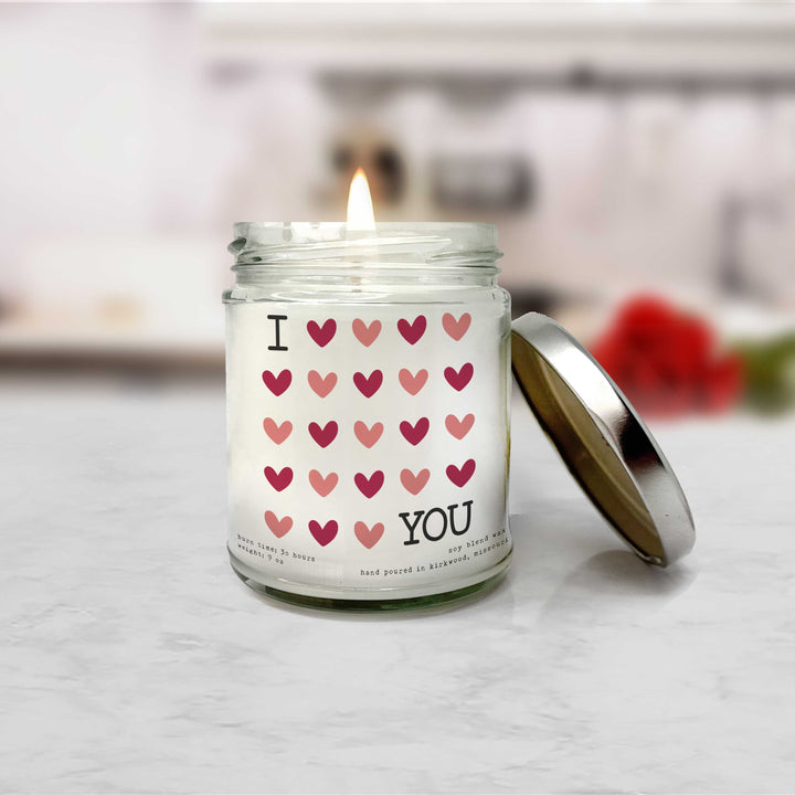 Valentine's Day Candle with hearts - Cute Trendy Valentines' day gift