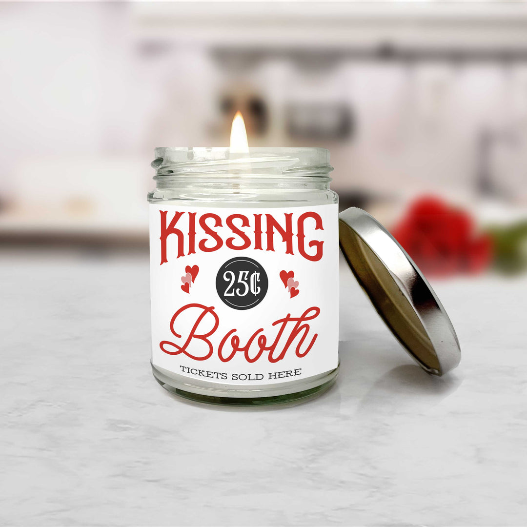 Valentine's Day Candle Kissing Booth with hearts - Cute Trendy Valentines' day gift