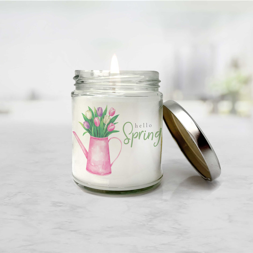 Spring soy candle | hello spring fun easter candle | tulip lovers great gift