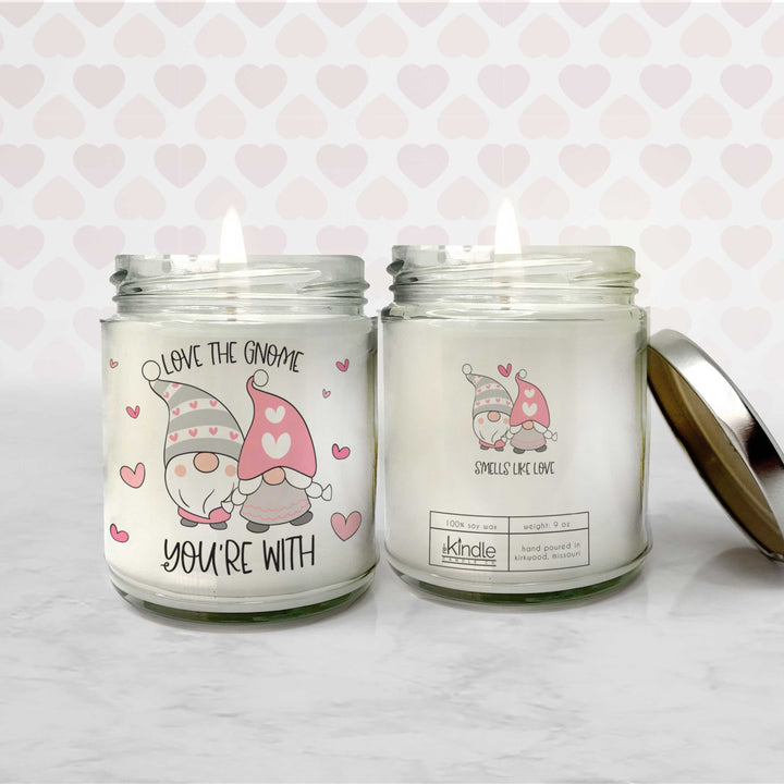 NEW for 2023! Valentine's Day Candle | love the gnome you're with | sweet gnome valentine candle