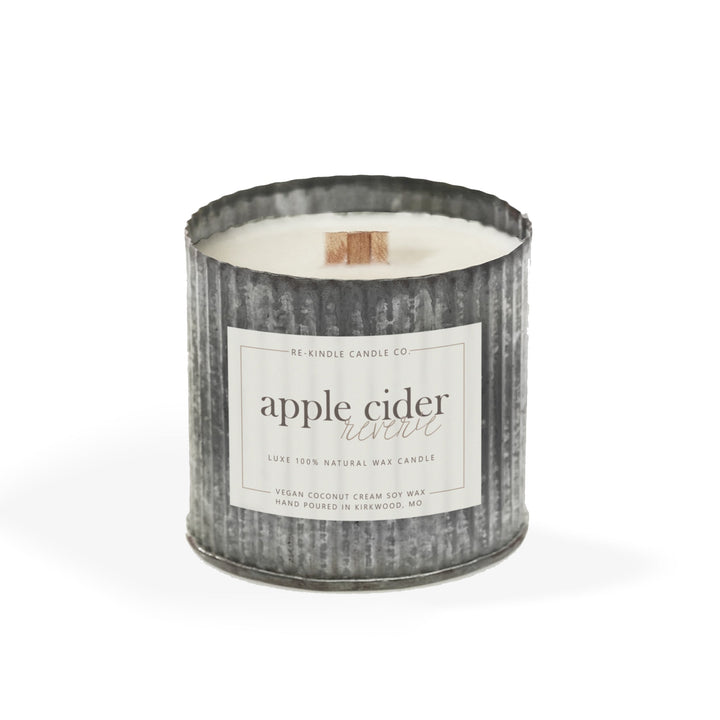 Apple Cider Reverie Candle in Rustic Tin - Apple, Cinnamon, Vanilla - Autumn Scent - Handcrafted luxury vegan hand-poured fall candles apple