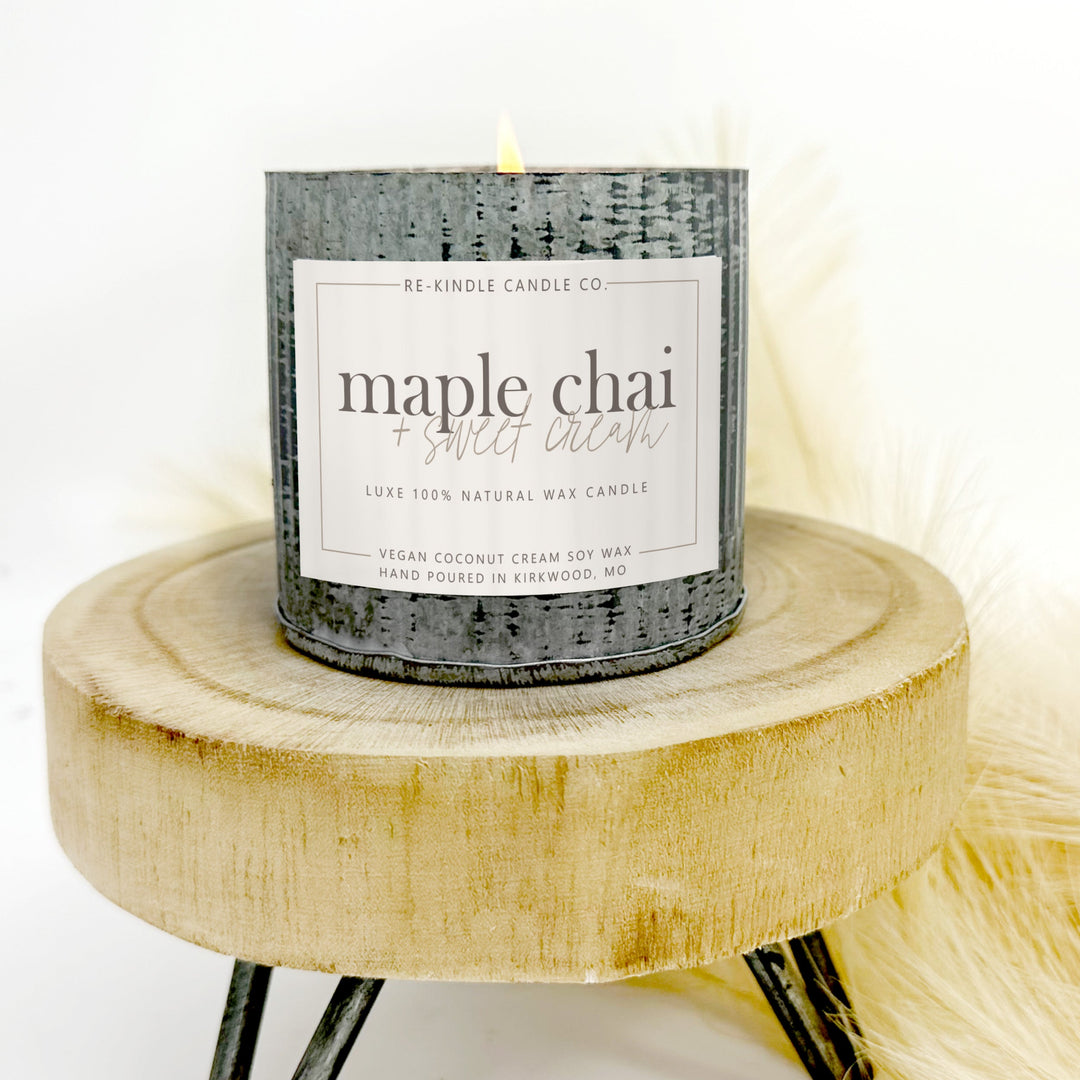 Maple Chai Rustic Tin Vegan Organic Candles