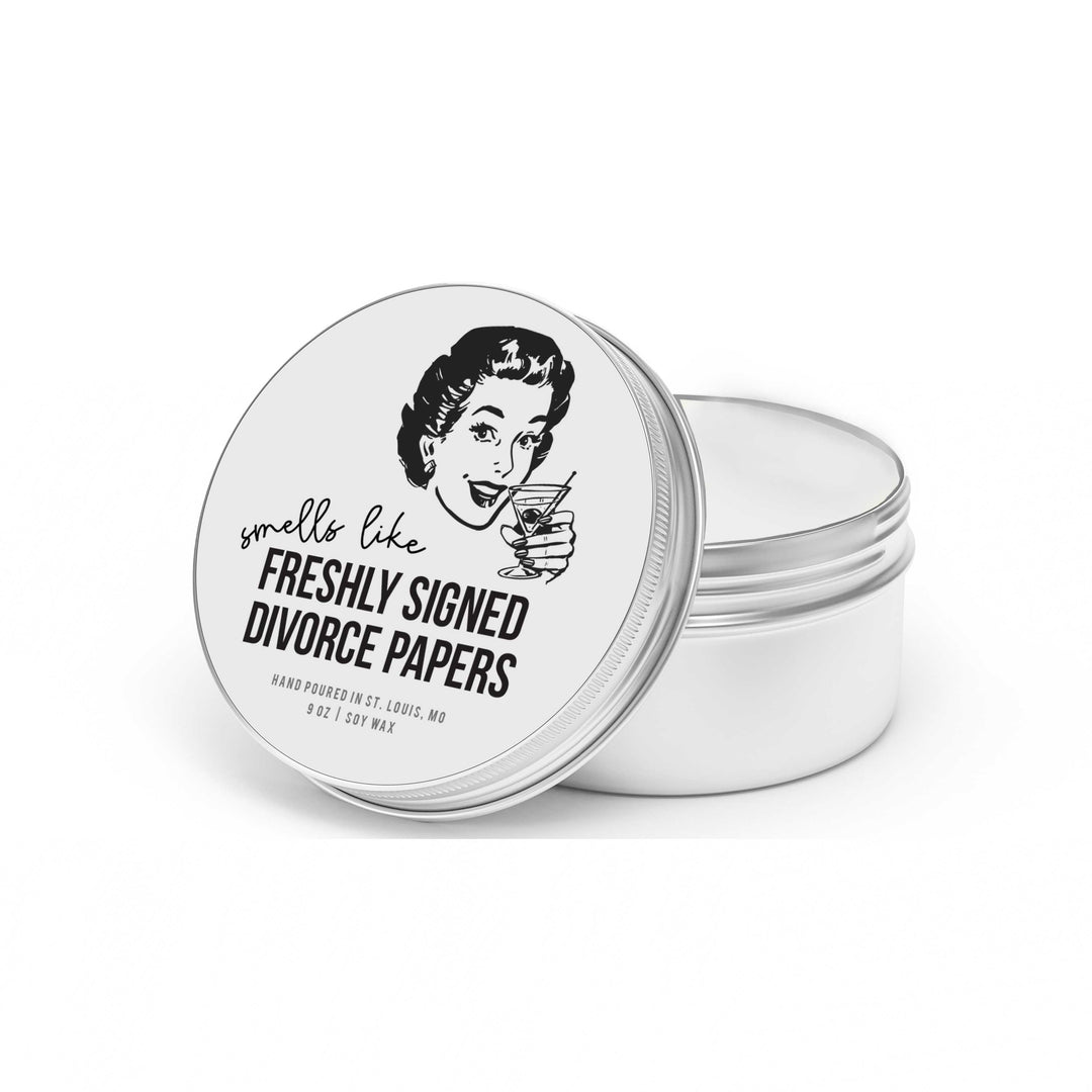 funny sarcastic candle - candle gifts for self or friends or co-workers smells like freshly signed divorce papers | soy wax candle