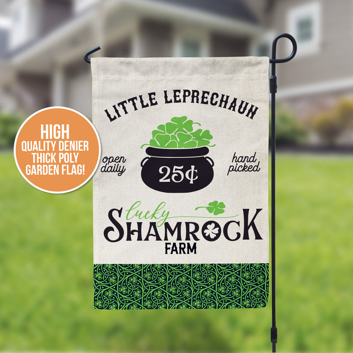 St. Patrick's Day Garden Flag | lucky shamrock farm irish house flag | little leprechaun garden flag