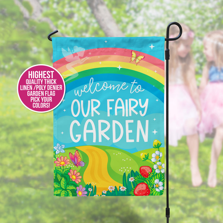 fairy garden flag adorably colorful fairies and garden flag