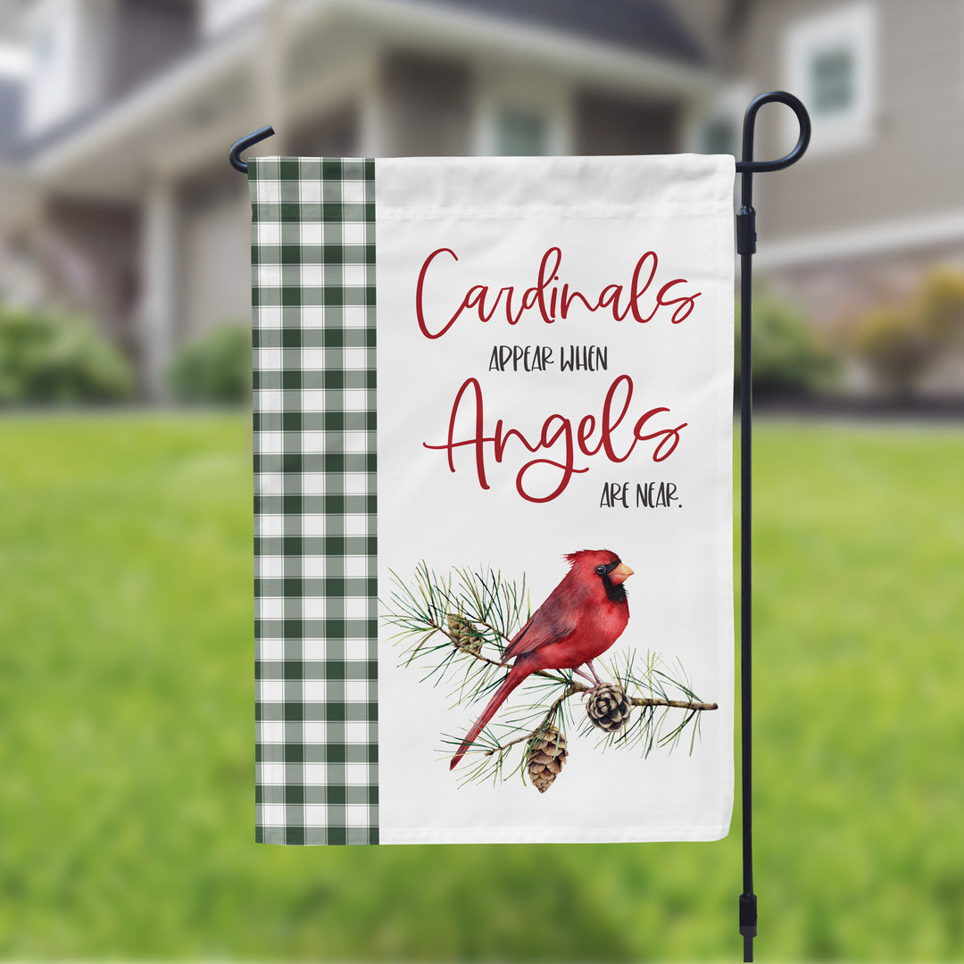 Memory Garden Flag Cardinals Angels Flag, cardinals are angels winter scene flag