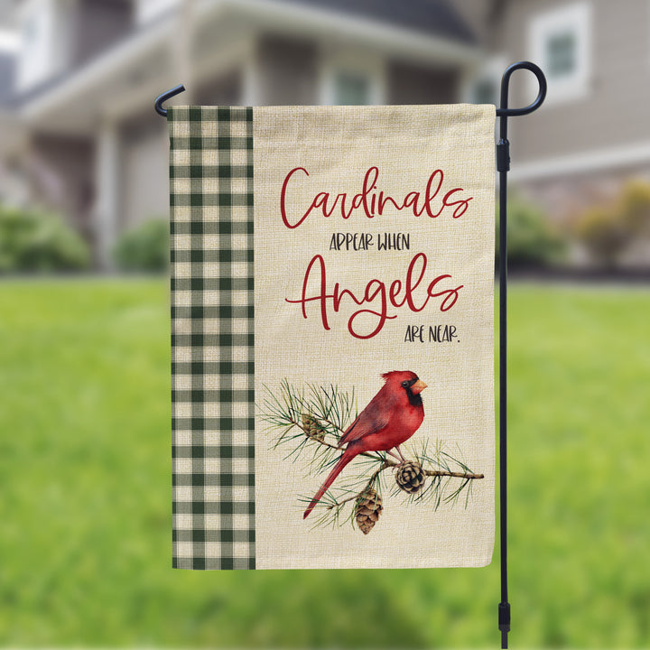 Memory Garden Flag Cardinals Angels Flag, cardinals are angels winter scene flag