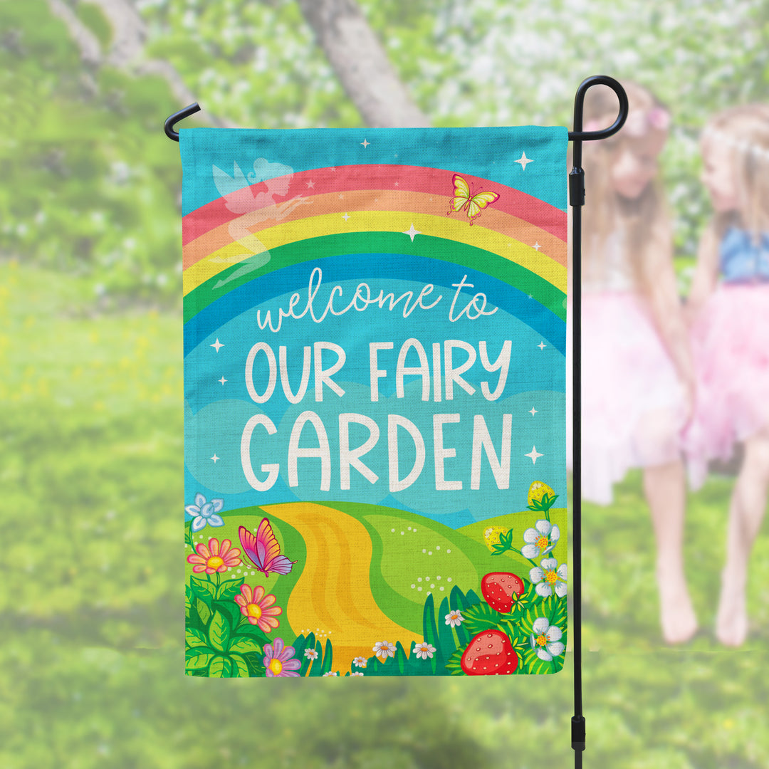 fairy garden flag adorably colorful fairies and garden flag