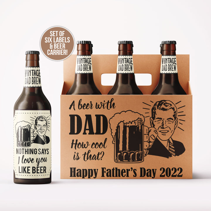 Father's Day Beer Carrier + Labels for DIY Dad's Beer Gifts Beer with dad