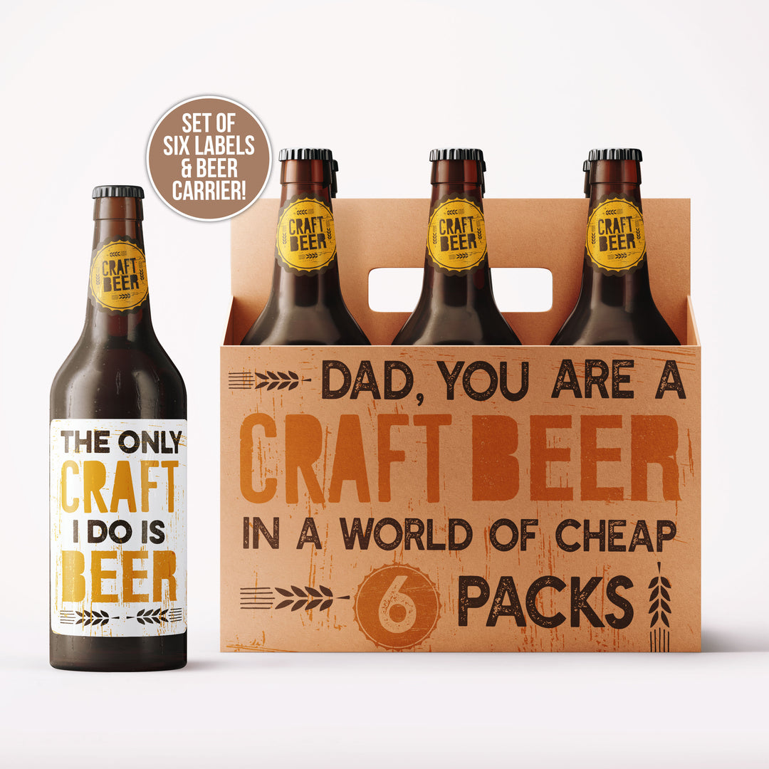 Craft beer Father's Day Beer Carrier + Labels for DIY Dad's Beer Gifts Beer with dad