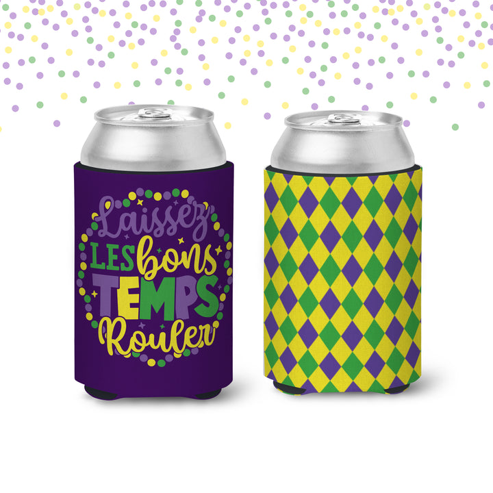 Mardi Gras party can coolies | laissez les bons temps rouler can coolers beverage insulators for mardi gras parade and parties