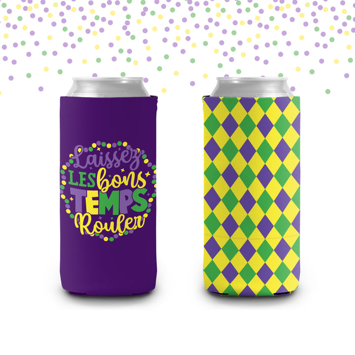 Mardi Gras party can coolies | laissez les bons temps rouler can coolers beverage insulators for mardi gras parade and parties