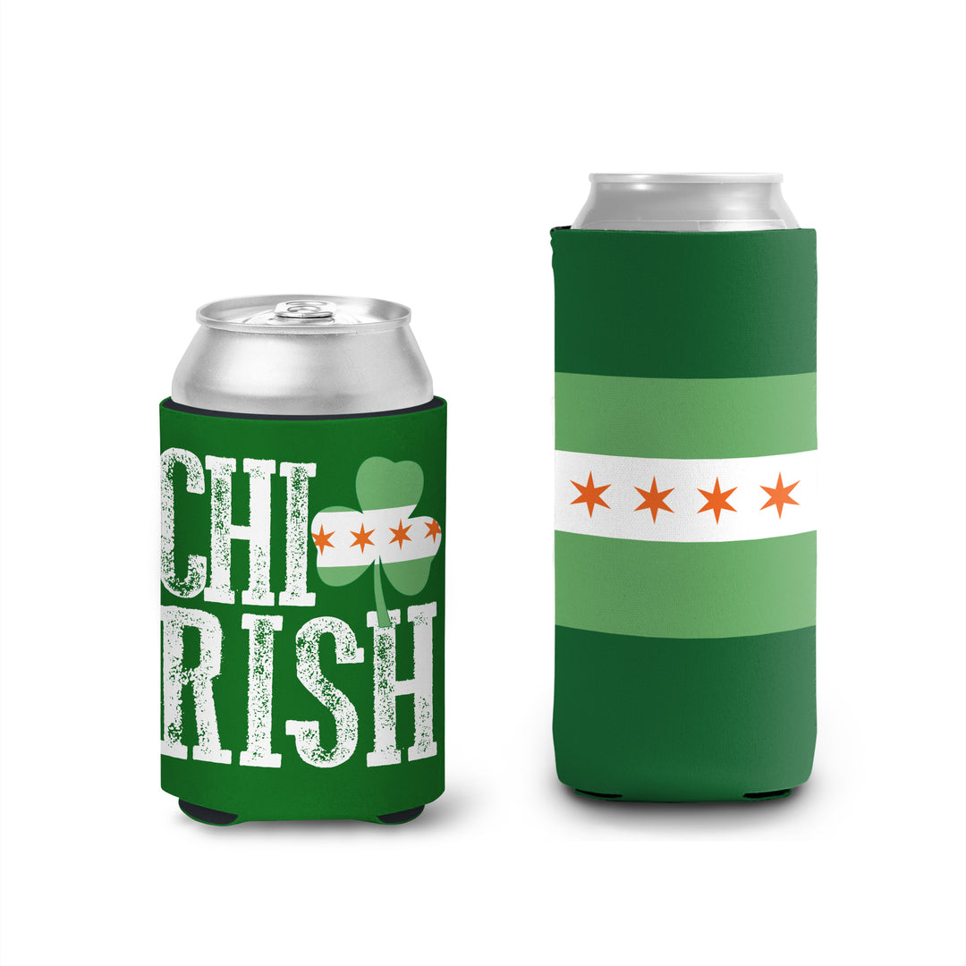 St. Patricks Day Can Coolers Chicago themed can coolers can be personalized to fit your brand!