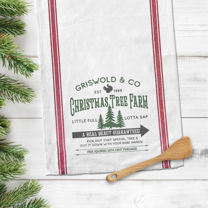 Flour Sack Christmas Vacation inspired tea towel Griswold Christmas Tree Farm tea towel novelty christmas tea towel