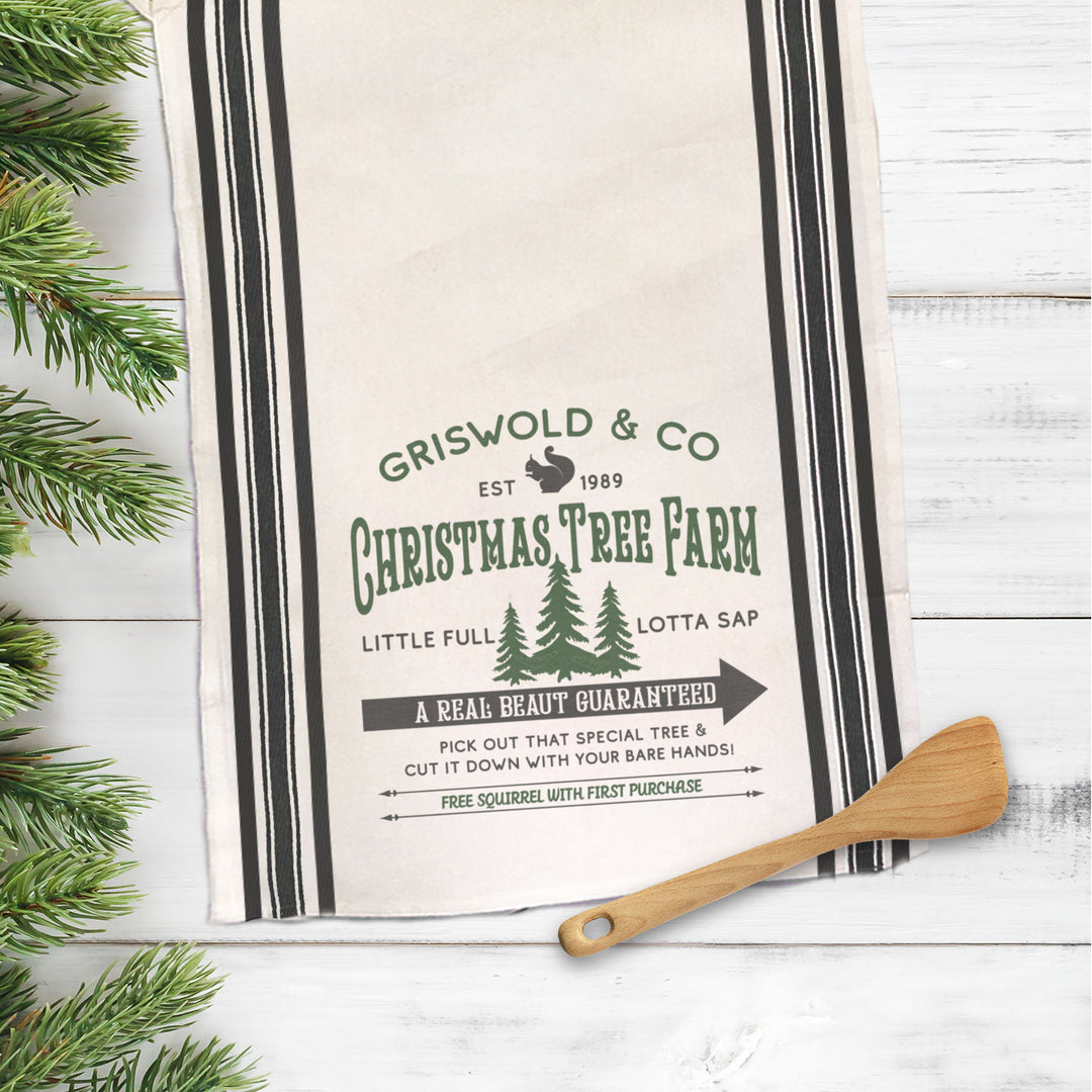 Flour Sack Christmas Vacation inspired tea towel Griswold Christmas Tree Farm tea towel novelty christmas tea towel