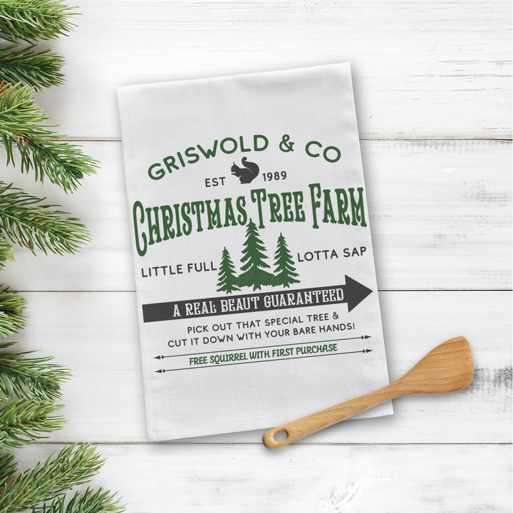 Flour Sack Christmas Vacation inspired tea towel Griswold Christmas Tree Farm tea towel novelty christmas tea towel